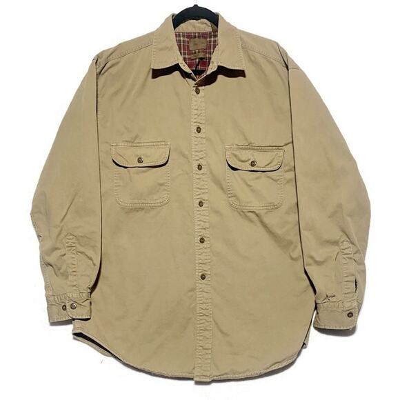 St Johns Bay Flannel Lined Denim Shirt Jacket Men's Size Large Tall Brown - Picture 1 of 7